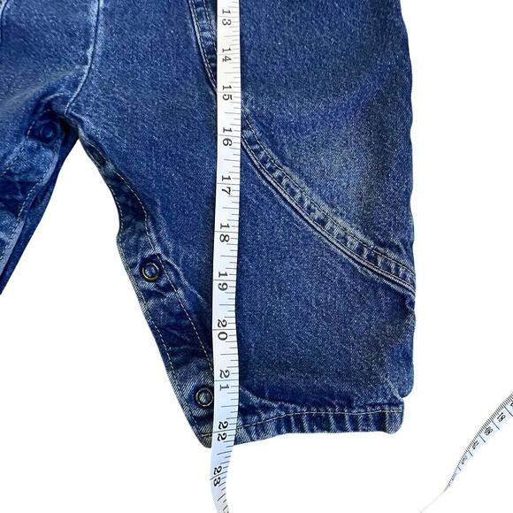 OshKosh Vintage 90s Bubble Leg Bib Style Denim Overalls USA Made Sz 12Mo - Picture 16 of 16